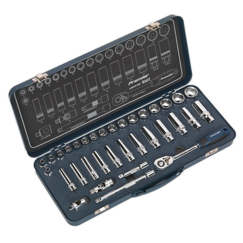 Sealey Premier Lock-On™ Socket Set 3/8"Sq Drive 34pc