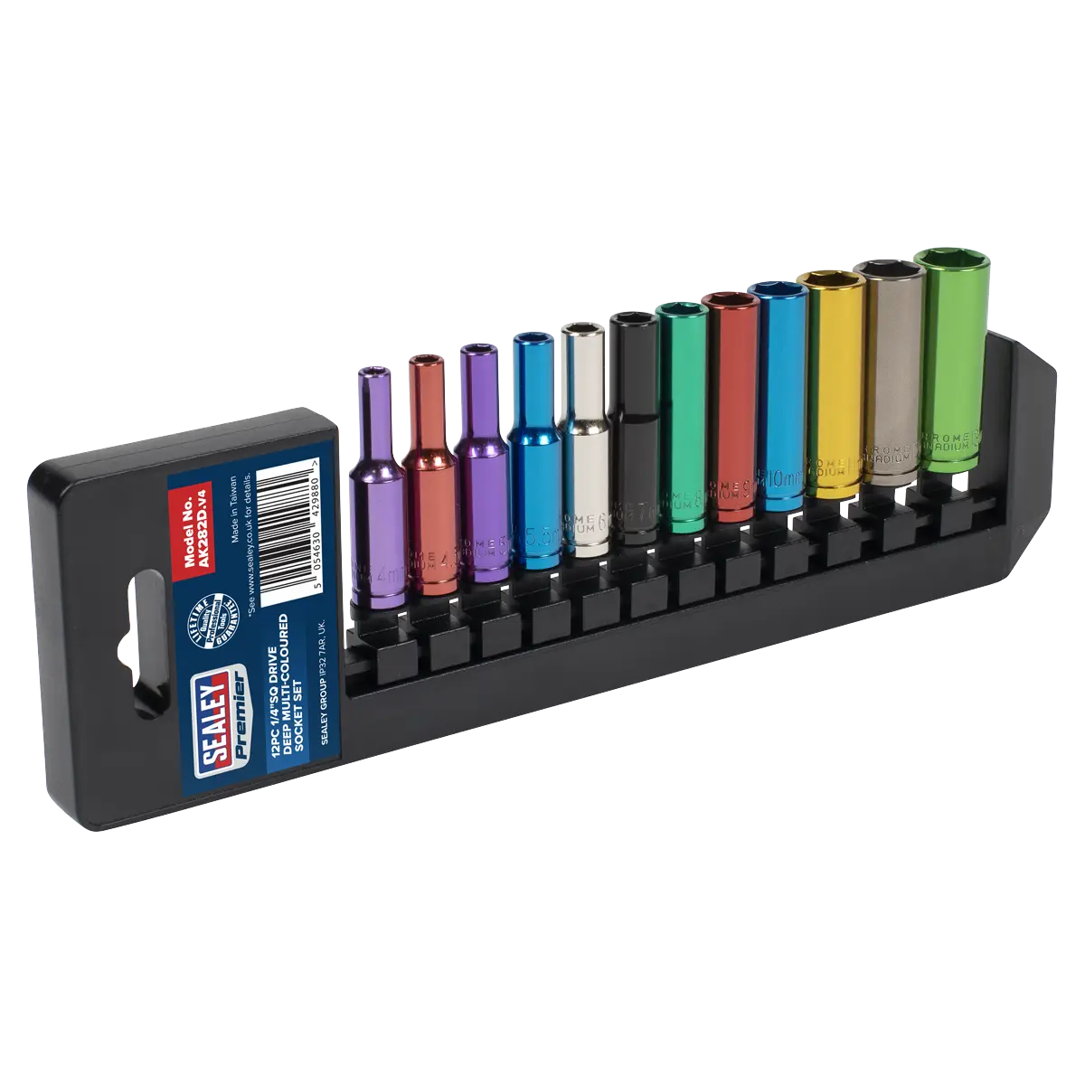 Sealey Premier Deep Multi-Coloured Socket Set 1/4"Sq Drive 12pc Sealey 