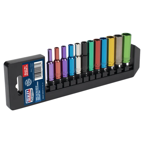 Sealey Premier Deep Multi-Coloured Socket Set 1/4"Sq Drive 12pc