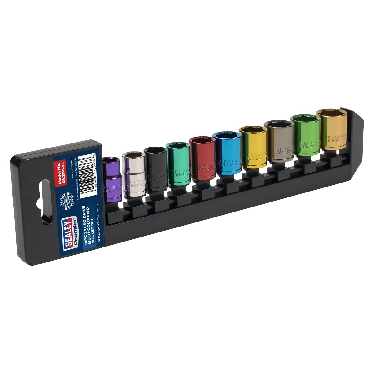 Sealey Premier Multi-Coloured Socket Set 3/8"Sq Drive 10pc Sealey 