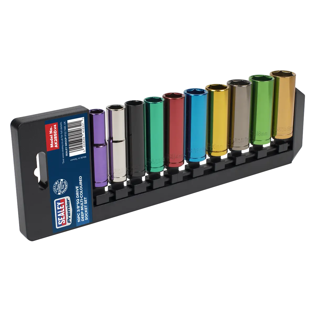 Sealey Premier Deep Multi-Coloured Socket Set 3/8"Sq Drive 10pc Sealey 