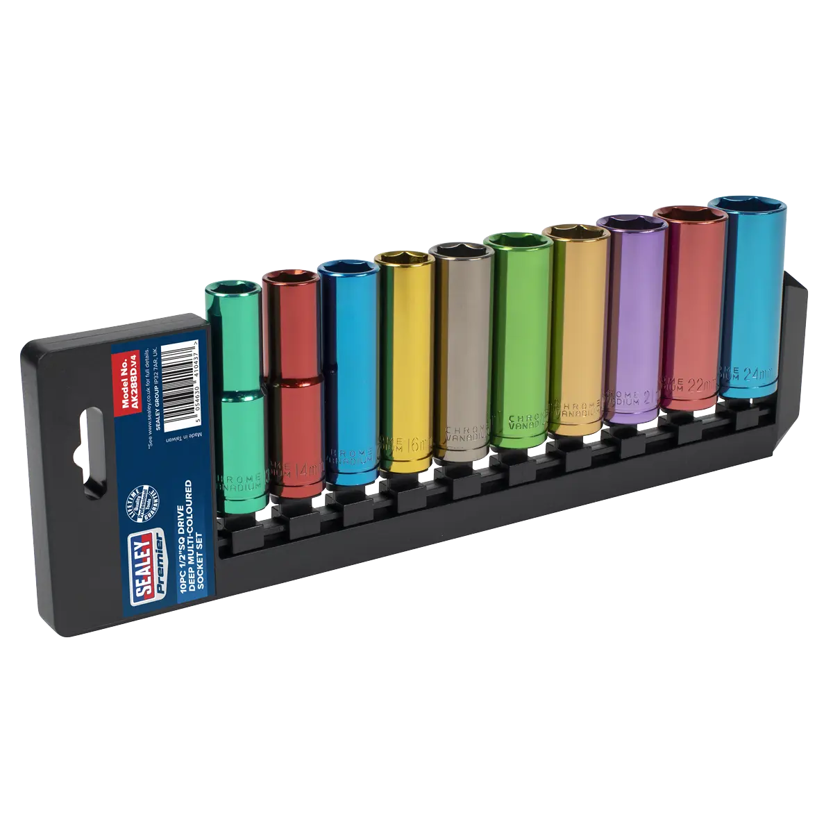 Sealey Premier Deep Multi-Coloured Socket Set 1/2"Sq Drive 10pc Sealey 