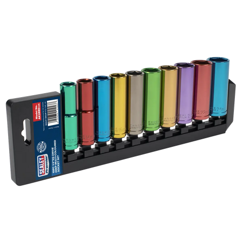 Sealey Premier Deep Multi-Coloured Socket Set 1/2"Sq Drive 10pc