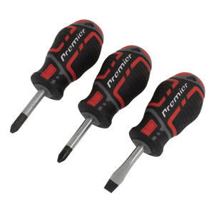 Sealey Premier GripMAX® Stubby Screwdriver Set 3pc