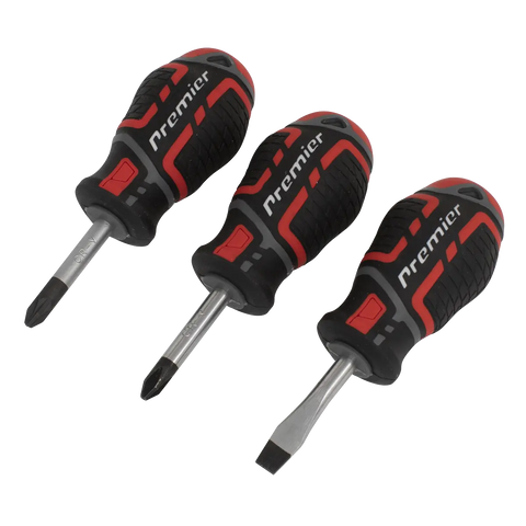 Sealey Premier GripMAX® Stubby Screwdriver Set 3pc