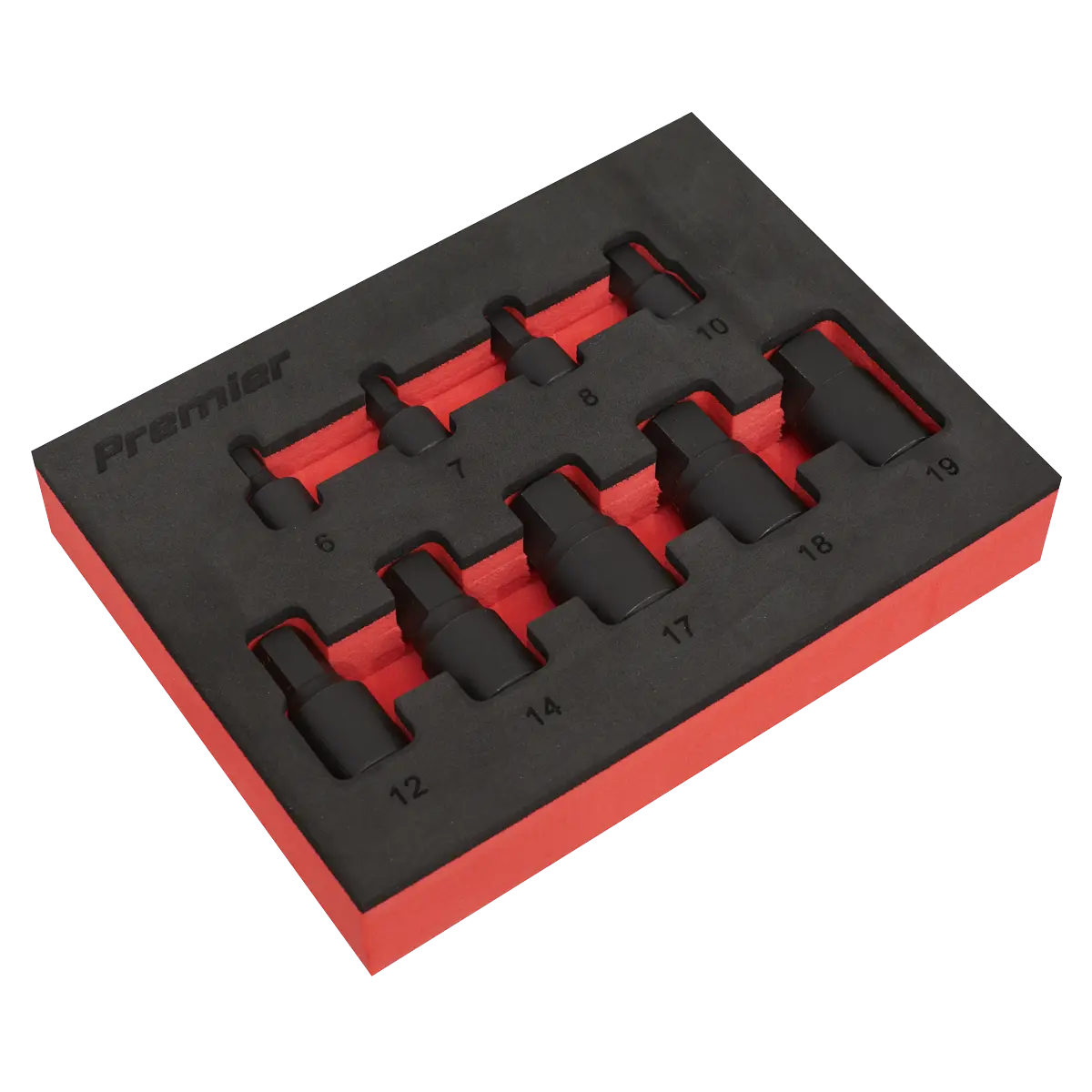 Sealey Premier Low Profile Hex Impact Socket Bit Set 1/4" & 3/8"Sq Drive 9pc Sealey 