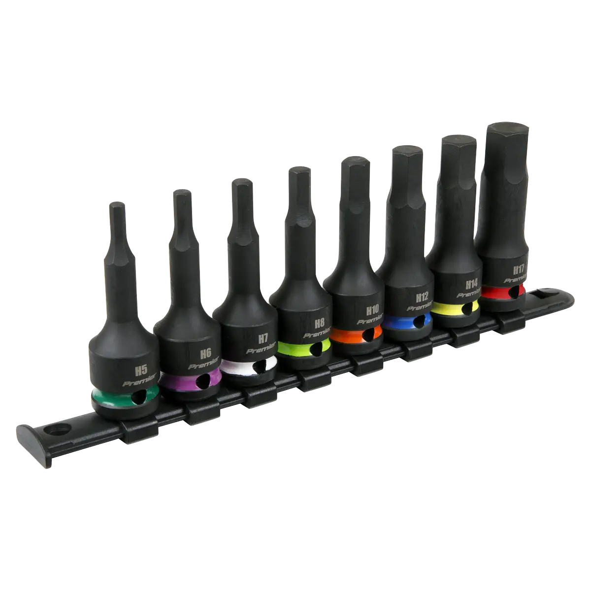 Sealey Premier Hex Impact Socket Bit Set 1/2"Sq Drive 8pc Sealey 