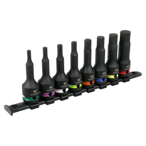 Sealey Premier Hex Impact Socket Bit Set 1/2"Sq Drive 8pc