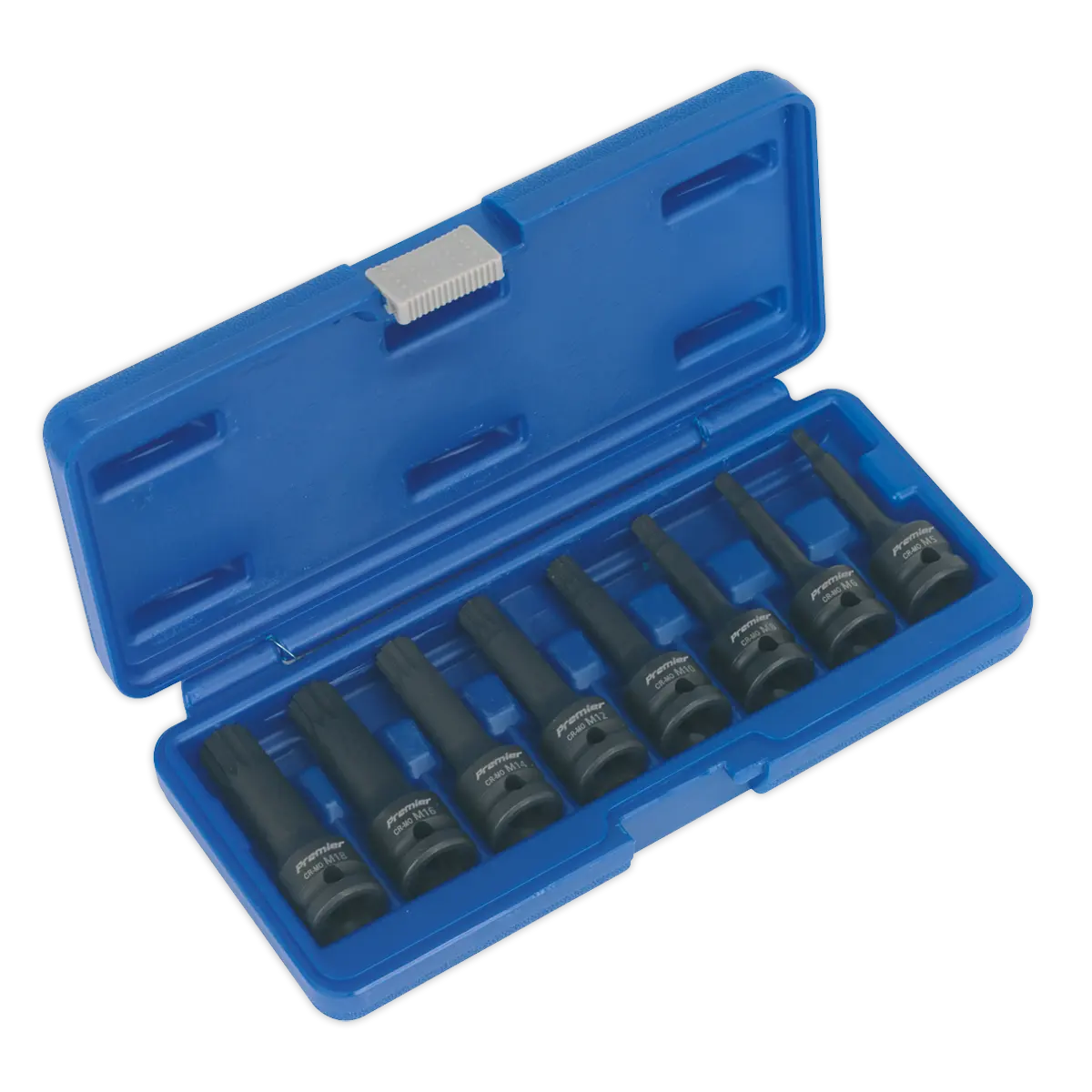 Sealey Premier Spline Impact Socket Bit Set 1/2"Sq Drive 8pc Sealey 