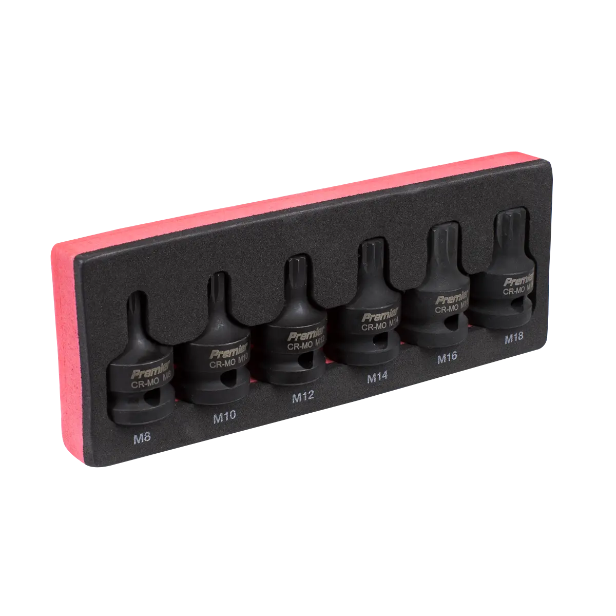 Sealey Premier Spline Impact Socket Bit Set 1/2"Sq Drive 6pc Sealey 