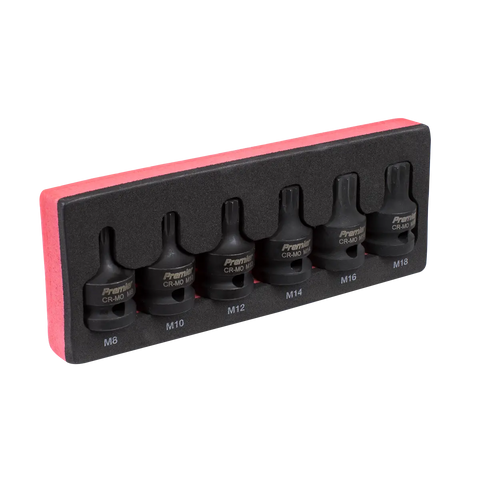Sealey Premier Spline Impact Socket Bit Set 1/2"Sq Drive 6pc