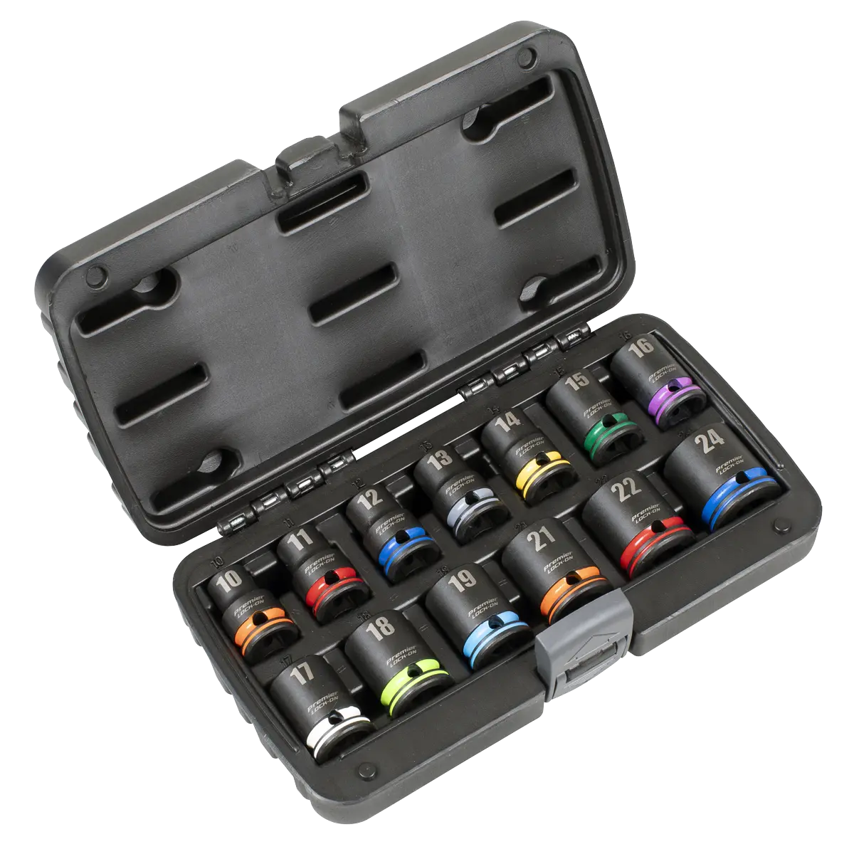 Sealey Lock-On™ Impact Socket Set 1/2"Sq Drive 13pc 6pt Metric Sealey 