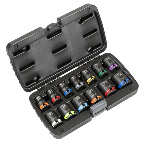 Sealey Lock-On™ Impact Socket Set 1/2"Sq Drive 13pc 6pt Metric