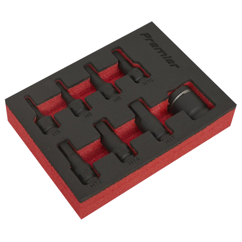Sealey Premier Hex Impact Socket Bit Set 3/8"Sq Drive 8pc