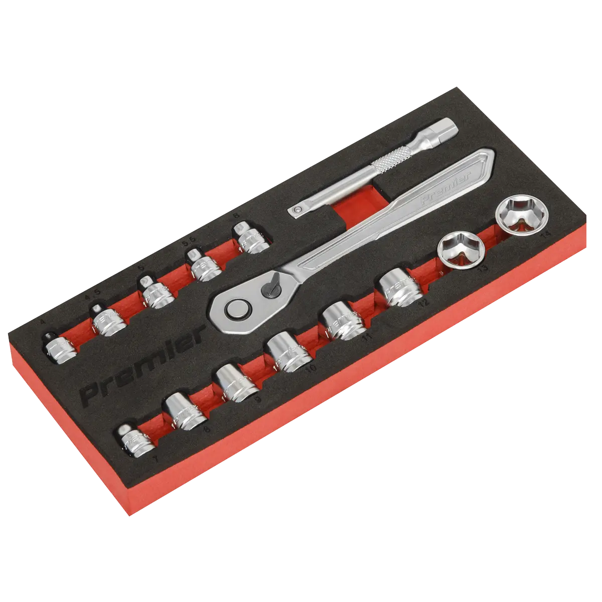 Sealey Premier Platinum Low Profile Socket Set 1/4"Sq Drive 15pc Sealey 