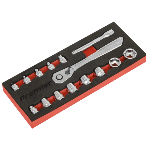 Sealey Premier Platinum Low Profile Socket Set 1/4"Sq Drive 15pc