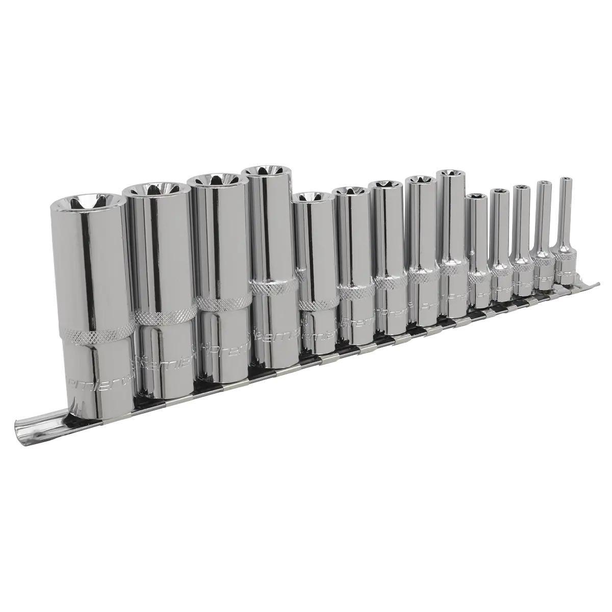 Sealey Premier TRX-Star* Deep Socket Set 1/4", 3/8" & 1/2"Sq Drive E4-E24 14pc Sealey 