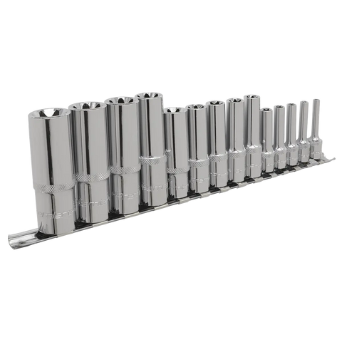 Sealey Premier TRX-Star* Deep Socket Set 1/4", 3/8" & 1/2"Sq Drive E4-E24 14pc