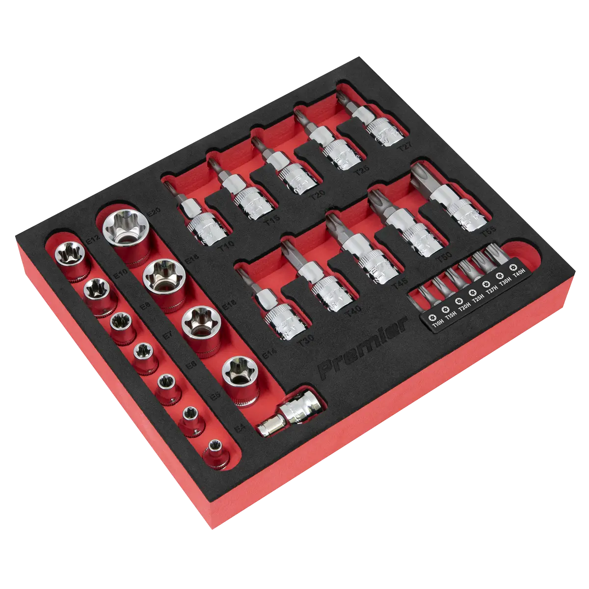 Sealey Premier TRX-Star* Socket & Security Bit Set 1/4"Sq & 3/8"Sq Drive 29pc Sealey 