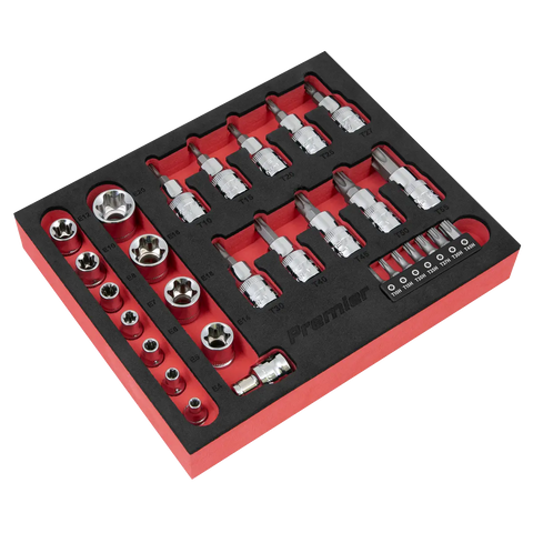Sealey Premier TRX-Star* Socket & Security Bit Set 1/4"Sq & 3/8"Sq Drive 29pc