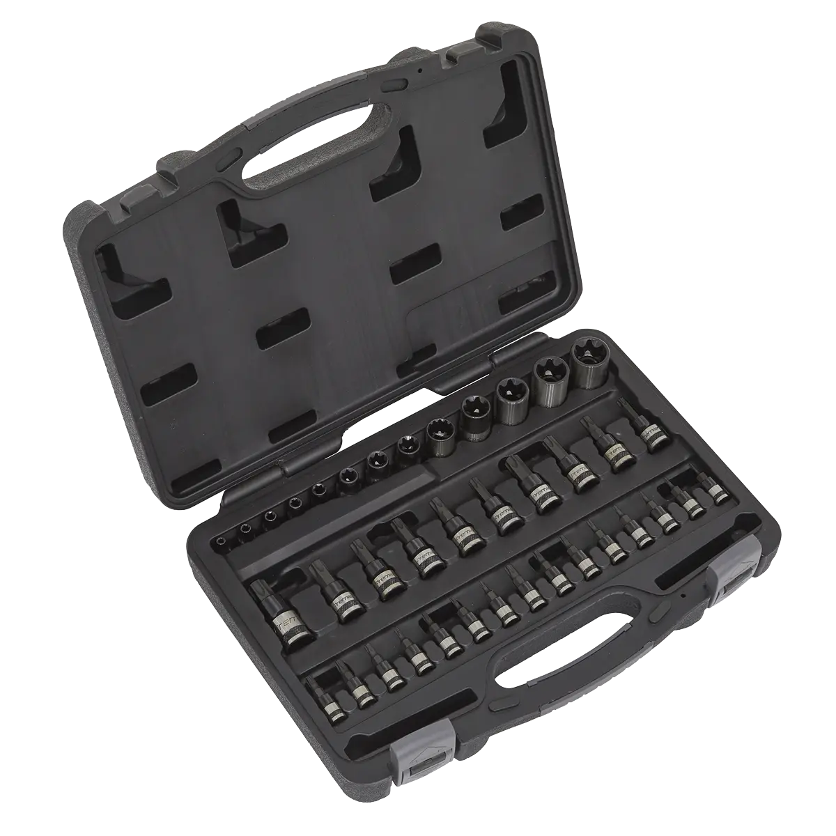 Sealey Premier Black TRX-Star* Socket & Security Socket Bit Set 1/4", 3/8" & 1/2"Sq Drive 38pc Sealey 
