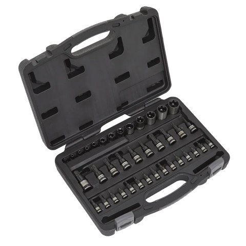 Sealey Premier Black TRX-Star* Socket & Security Socket Bit Set 1/4", 3/8" & 1/2"Sq Drive 38pc