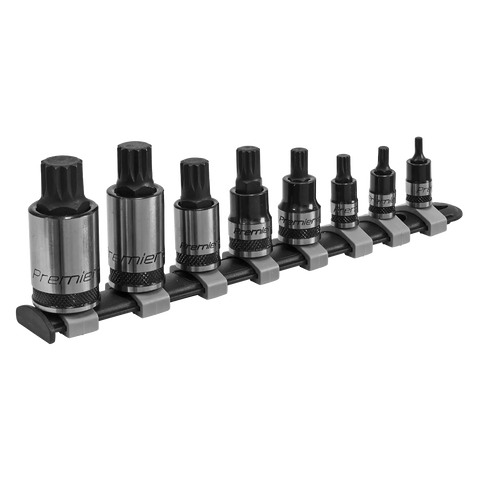 Sealey Premier Black Spline Socket Bit Set 1/4", 3/8" & 1/2"Sq Drive 8pc