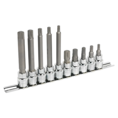 Sealey Premier Spline Socket Bit Set 3/8"Sq Drive 10pc