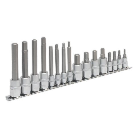 Sealey Premier Hex Socket Bit Set 1/4" & 3/8"Sq Drive 16pc