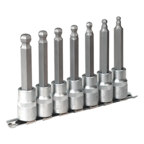 Sealey Premier Ball-End Hex Socket Bit Set 1/2"Sq Drive 7pc