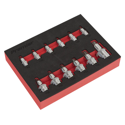 Sealey Premier Stubby TRX-Star* Socket Bit Set 1/4", 3/8" & 1/2"Sq Drive 12pc