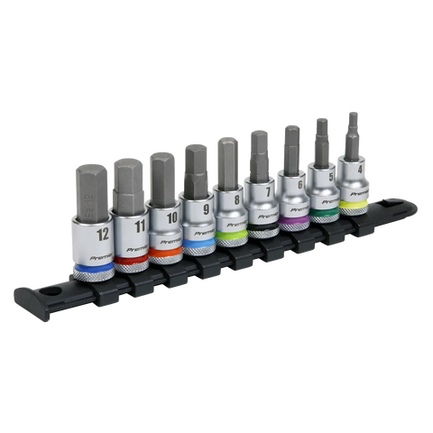 Sealey Premier Platinum Hex Socket Bit Set 3/8"Sq Drive 9pc