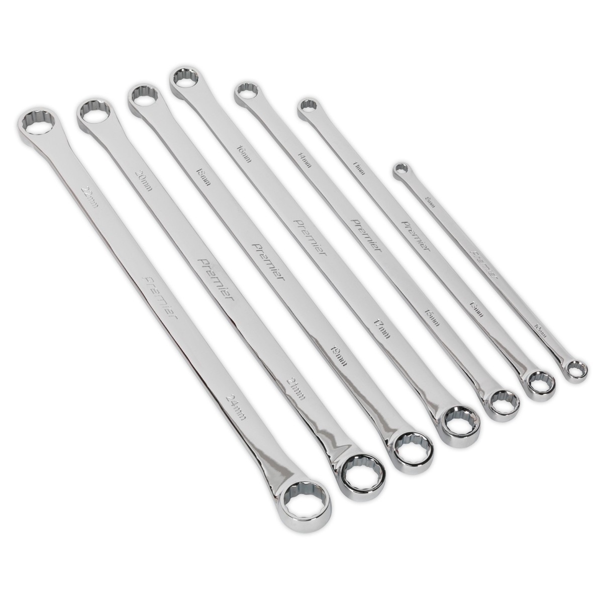 Sealey Premier Extra-Long Double End Ring Spanner Set 7pc Sealey 