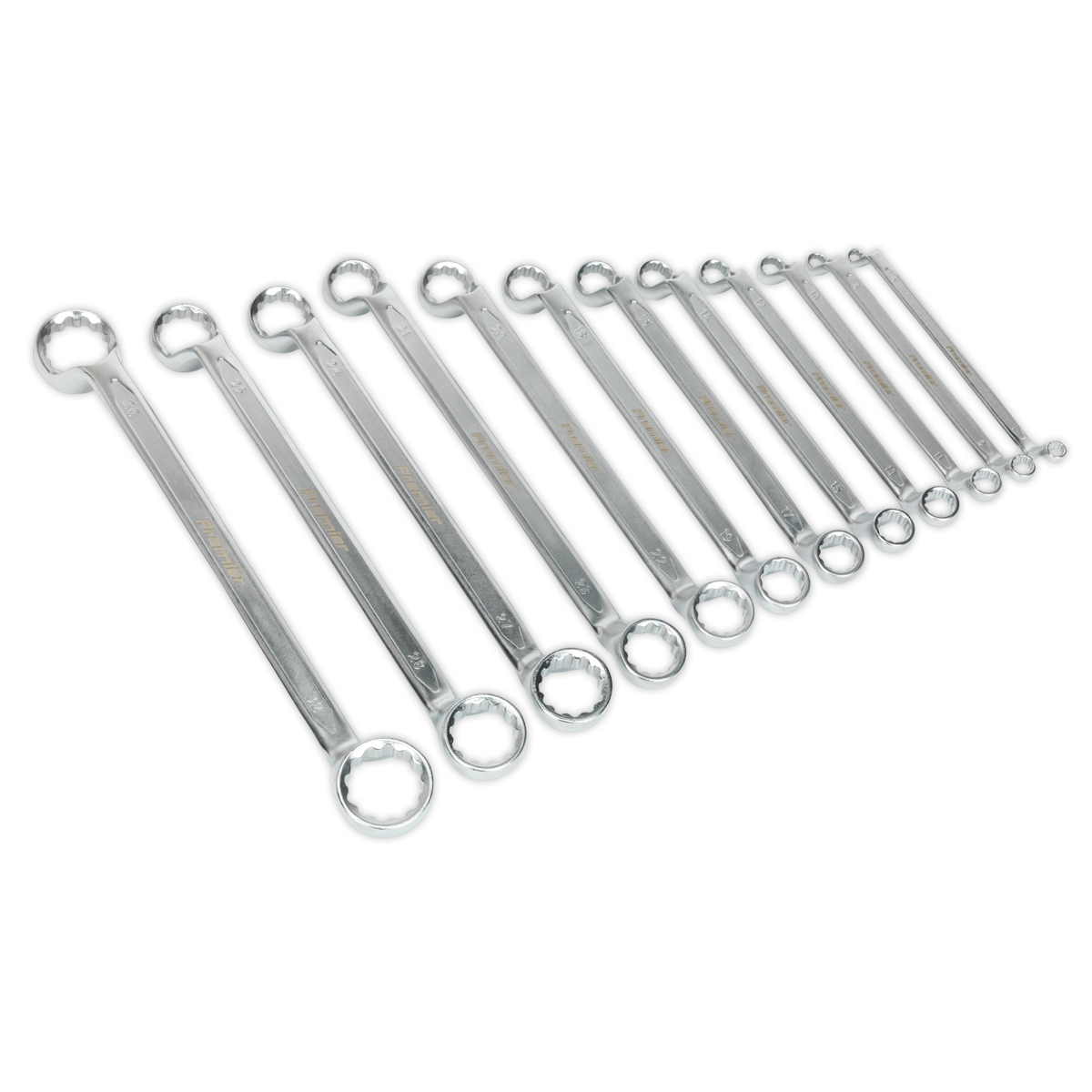 Sealey Premier Offset Double End Ring Spanner Set 12pc Sealey 