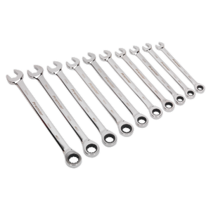 Sealey Premier Extra-Long Combination Ratchet Spanner Set 10pc