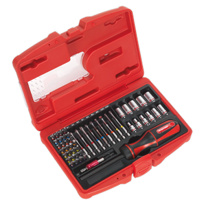 Sealey Premier Fine Tooth Ratchet Screwdriver & Accessory Set 51pc