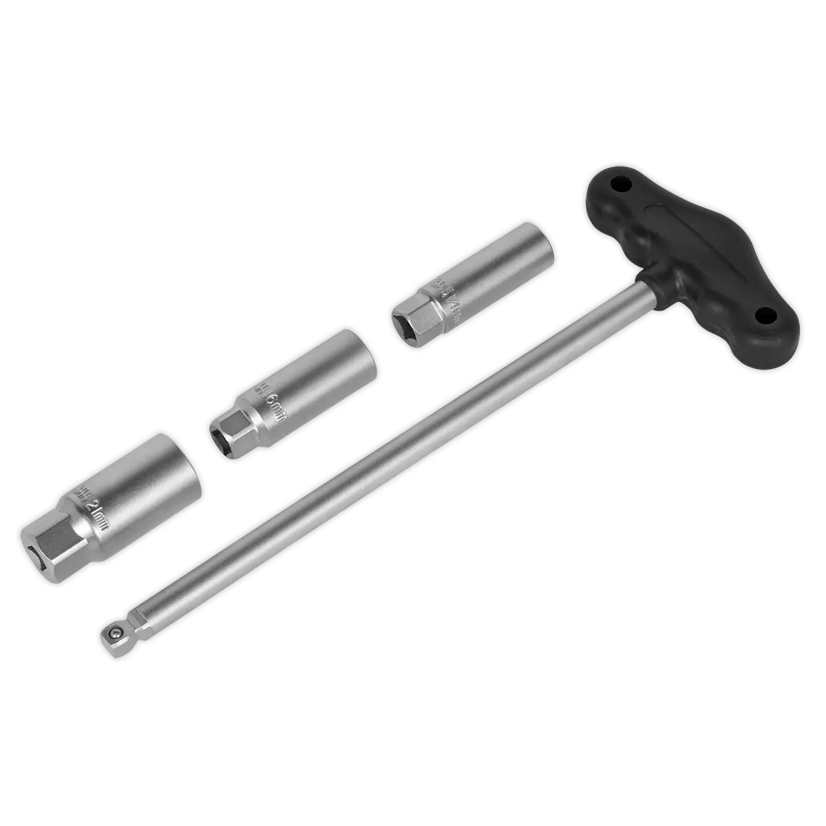Sealey T-Bar & Rubber Insert Spark Plug Socket Set 3/8"Sq Drive 4pc Sealey 