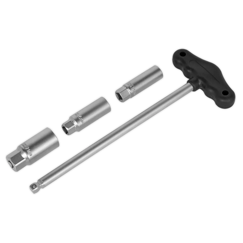 Sealey T-Bar & Rubber Insert Spark Plug Socket Set 3/8"Sq Drive 4pc