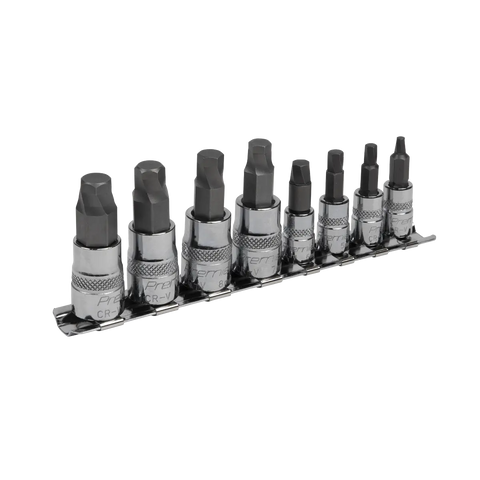 Sealey Premier Lock-On™ Hex Socket Bit Set 1/4" & 3/8"Sq Drive 8pc
