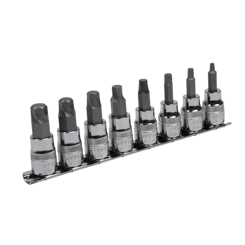 Sealey Premier Lock-On™ Hex Socket Bit Set 3/8"Sq Drive 8pc