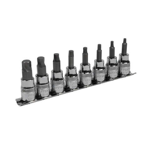 Sealey Premier Imperial Lock-On™ Hex Socket Bit Set 3/8"Sq Drive 8pc