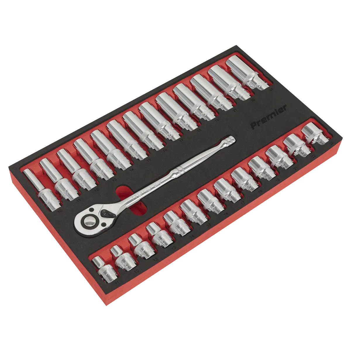 Sealey Premier Ratchet Wrench & Socket Set 1/2"Sq Drive 27pc Sealey 