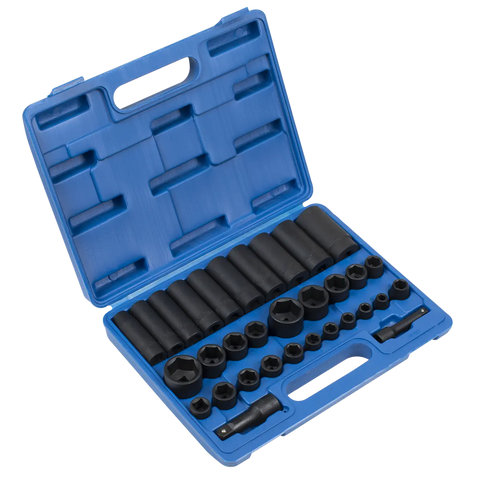 Sealey Premier Metric/Imperial Impact Socket Set 3/8" & 1/2"Sq Drive 32pc