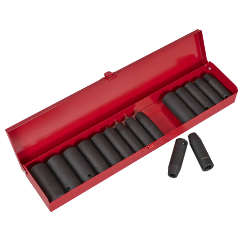 Sealey Premier Metric/Imperial Deep Impact Socket Set 1/2"Sq Drive 16pc