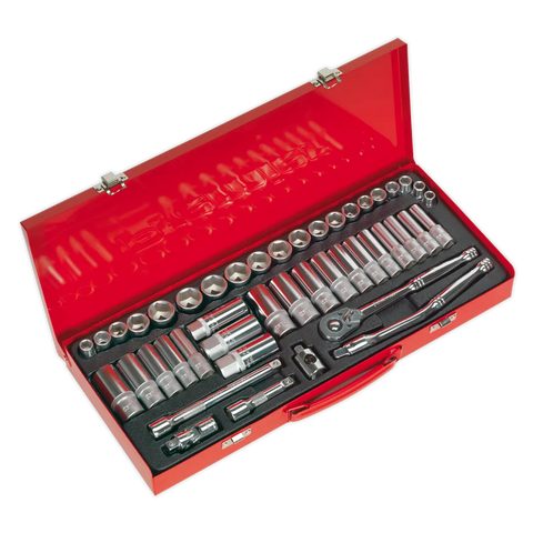 Sealey Premier Metric/Imperial Socket Set 3/8"Sq Drive 45pc