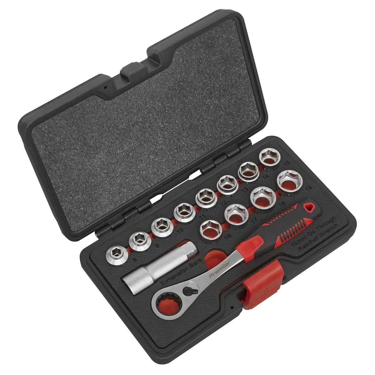 Sealey Premier Low Profile Go-Through Socket Set 14pc Sealey 