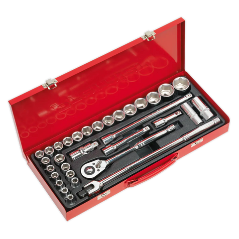 Sealey Premier Metric/Imperial Socket Set 1/2"Sq Drive 32pc