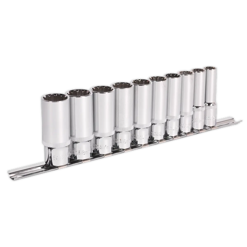 Sealey Premier Total Drive® Deep Socket Set 3/8"Sq Drive 10pc