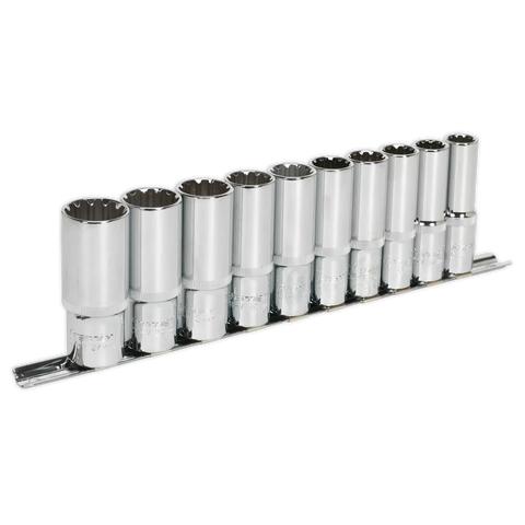Sealey Premier Total Drive® Deep Socket Set 1/2"Sq Drive 10pc