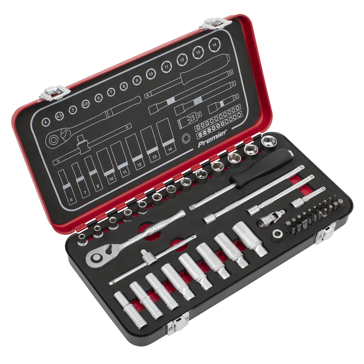 Sealey Premier Platinum Socket Set 1/4"Sq Drive 49pc Sealey 